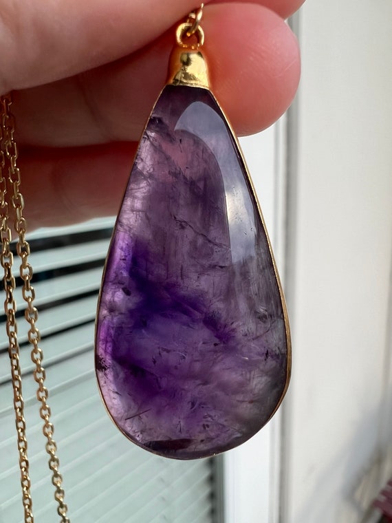 Amethyst Necklace 14k Gold Over Brass