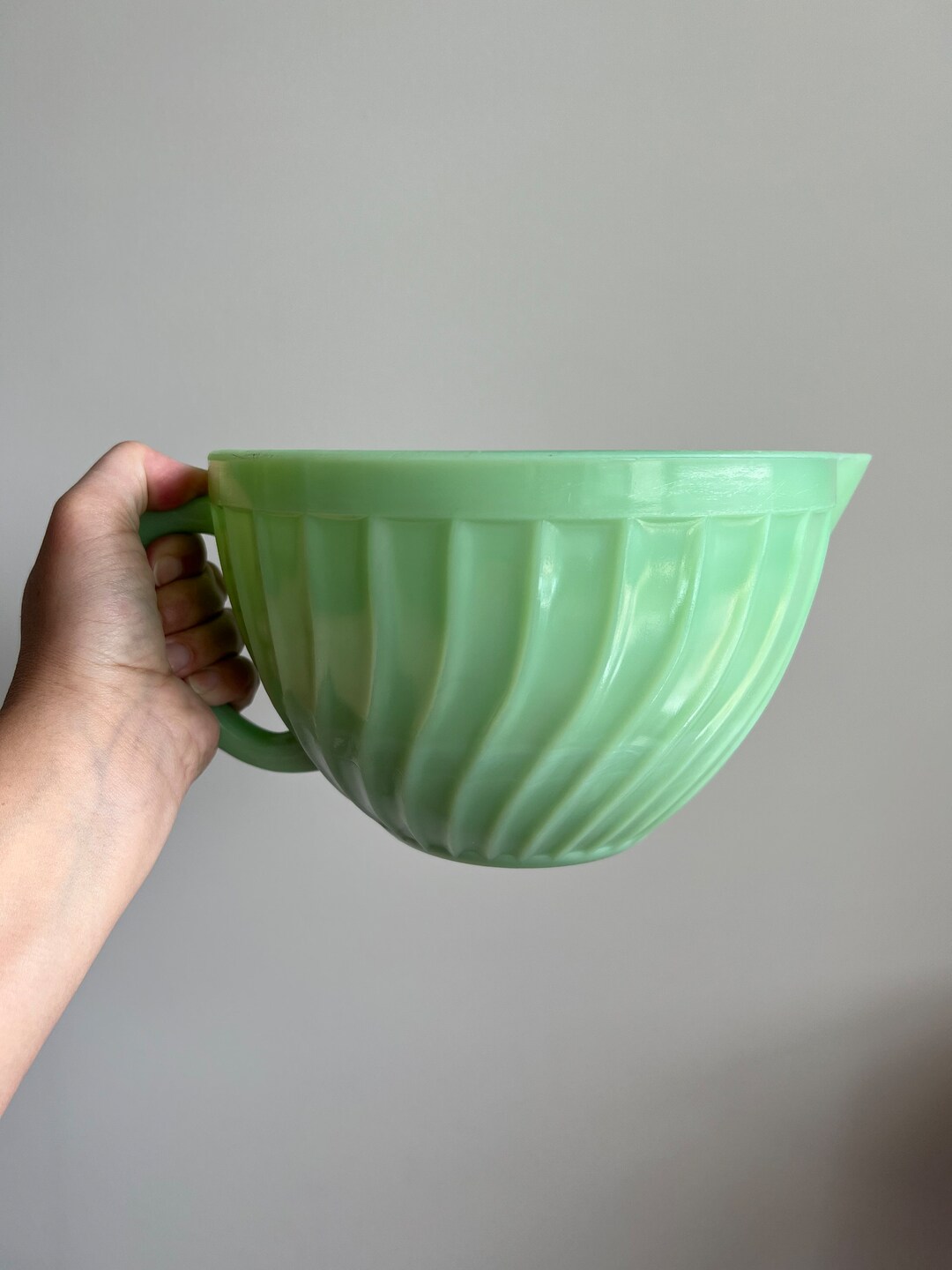 Fire King Jadeite Mixing Bowl Swirl With Pour Spout Etsy