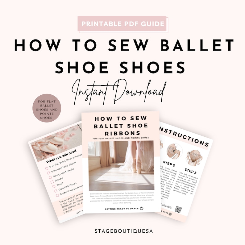 How to Sew Ballet Shoes, Printable Guide for Dancers, Sew Ballet Shoes