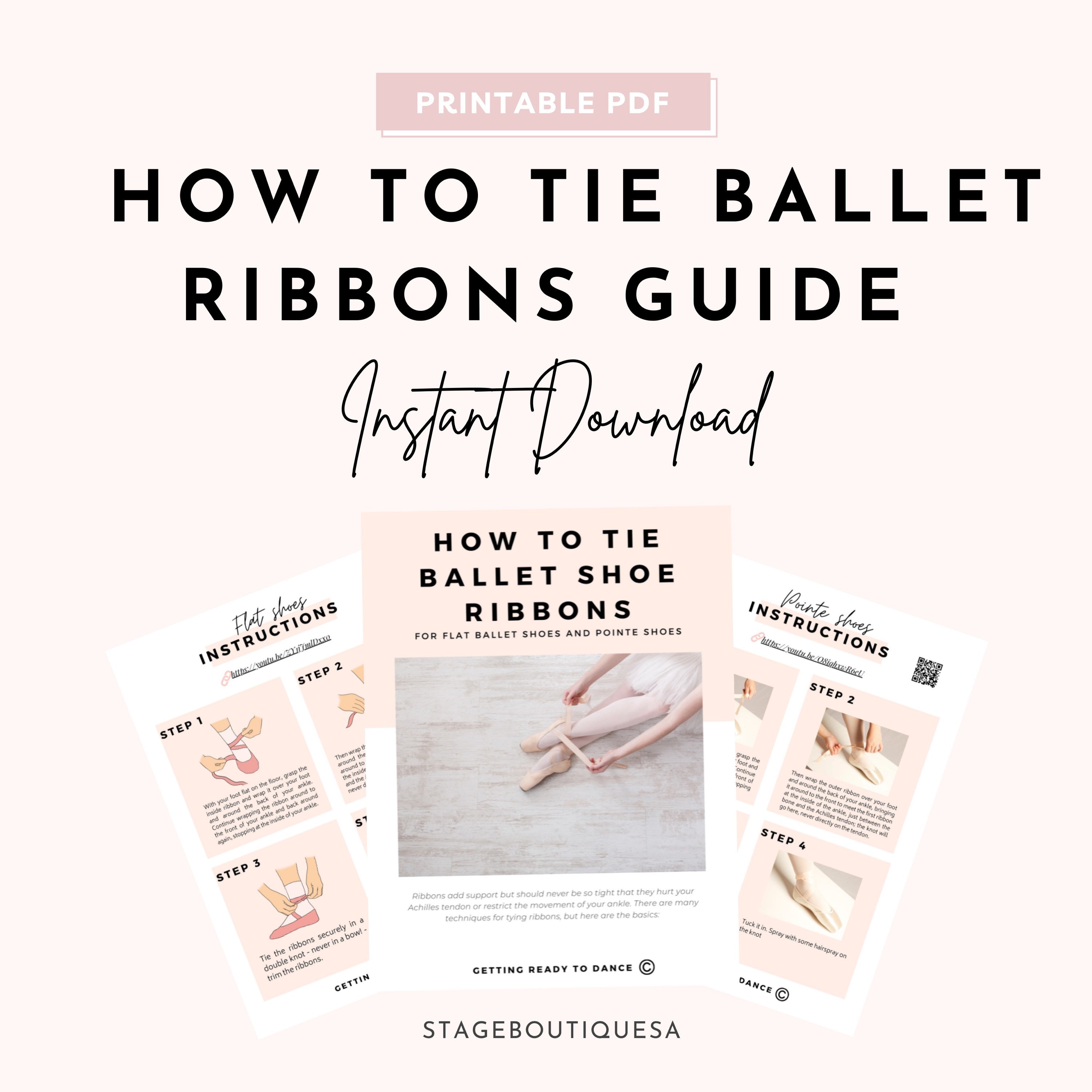 How to Tie Ballet Ribbons Printable Guide for Dancers Ballet Etsy