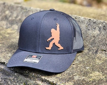 Bigfoot Hat | Sasquatch Hat | Leather Patch Hat | Hunters Gift | Bigfoot Hunter | Snapback Hat | Richardson 112 | Fathers Day Gift