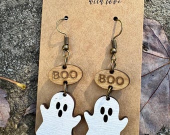 Boo Ghost Earings || Halloween Jewelry || Ghost || Handmade || Spooky Ghost Earrings