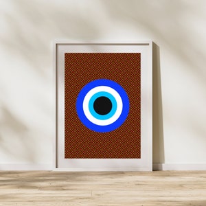 Evil Eye Wall Art Poster, Good Vibes Gallery Wall Art, Brown Evil Eye Wall Print, Graphic Art Gallery Wall Art Poster, Good Vibes Poster