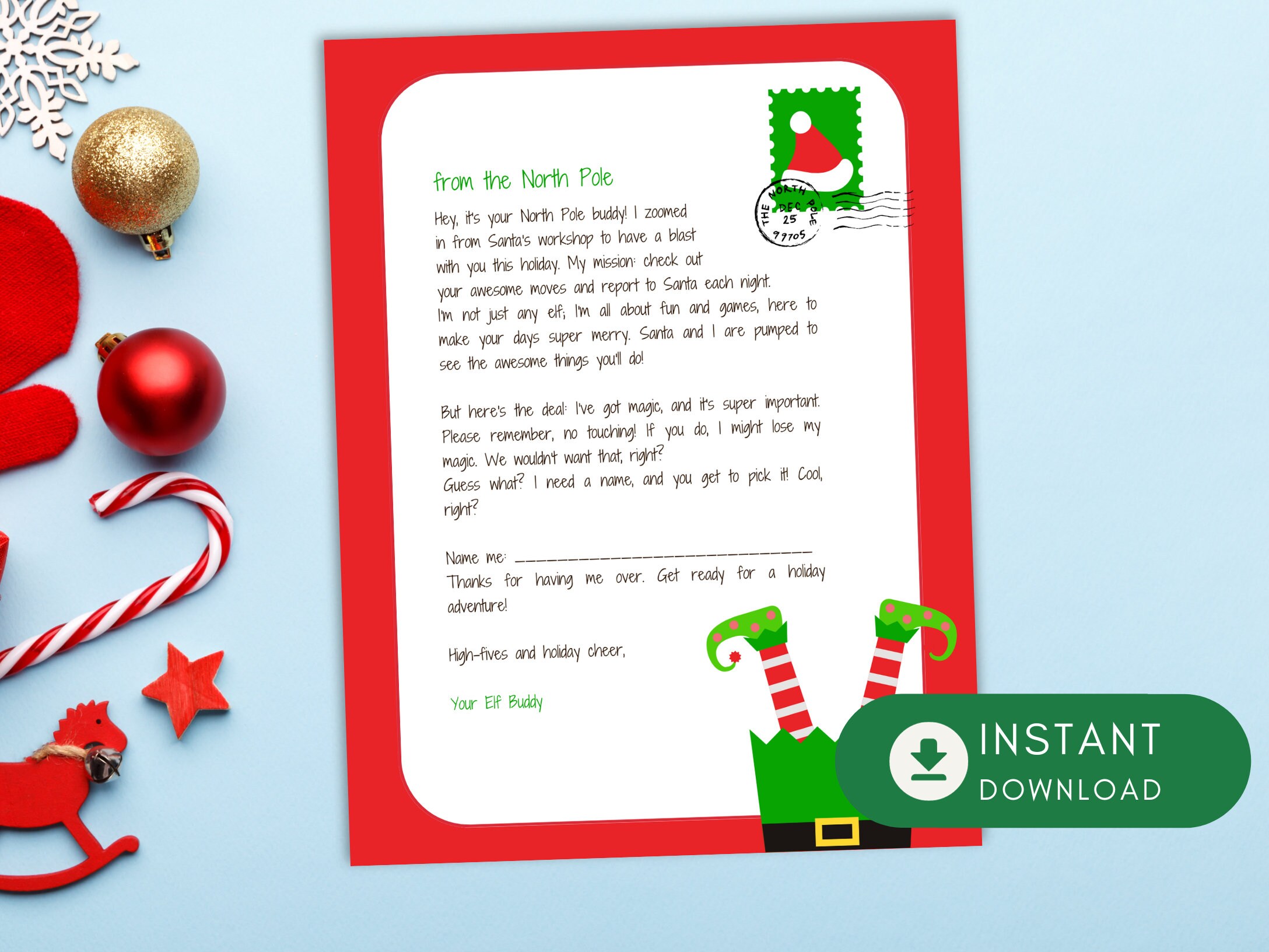 Printable Elf Arrival Letter From the North Pole Instant Download Elf