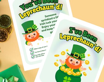 You’ve Been Leprechaun’d Printable | St. Patrick’s Day Door Sign | Leprechaun Surprise Note | Instant Download | 8.5x11