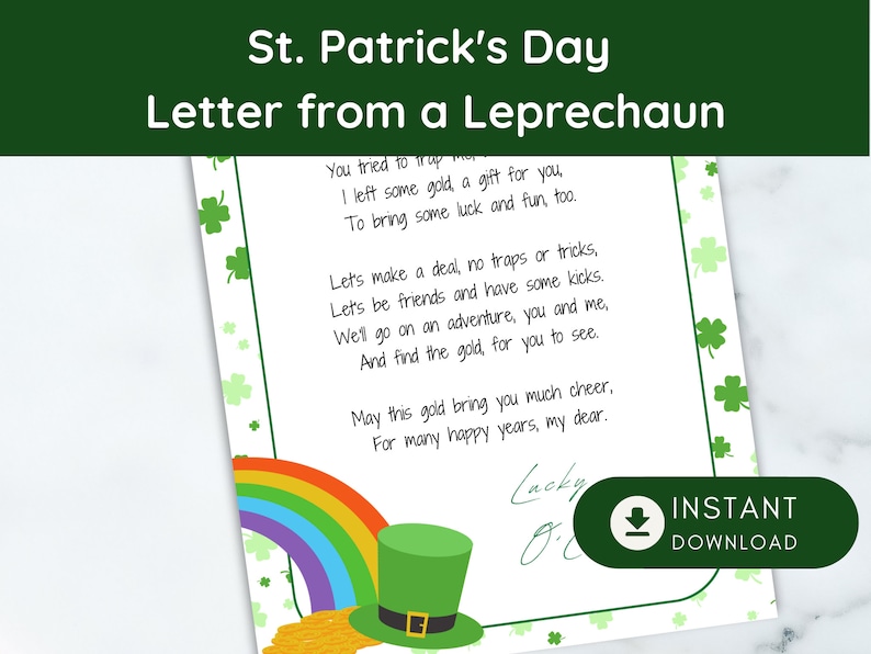 Printable Letter From a Leprechaun, Leprechaun Trap Letter, St Paddy's ...