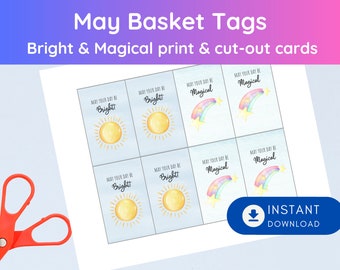 May Day Basket Tags: Bright Magical Cards (Digital Download)