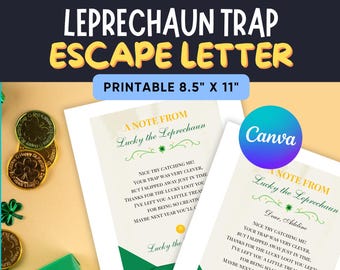 Leprechaun Trap Escape Letter | St. Patrick's Day Printable Note (Canva Editable)