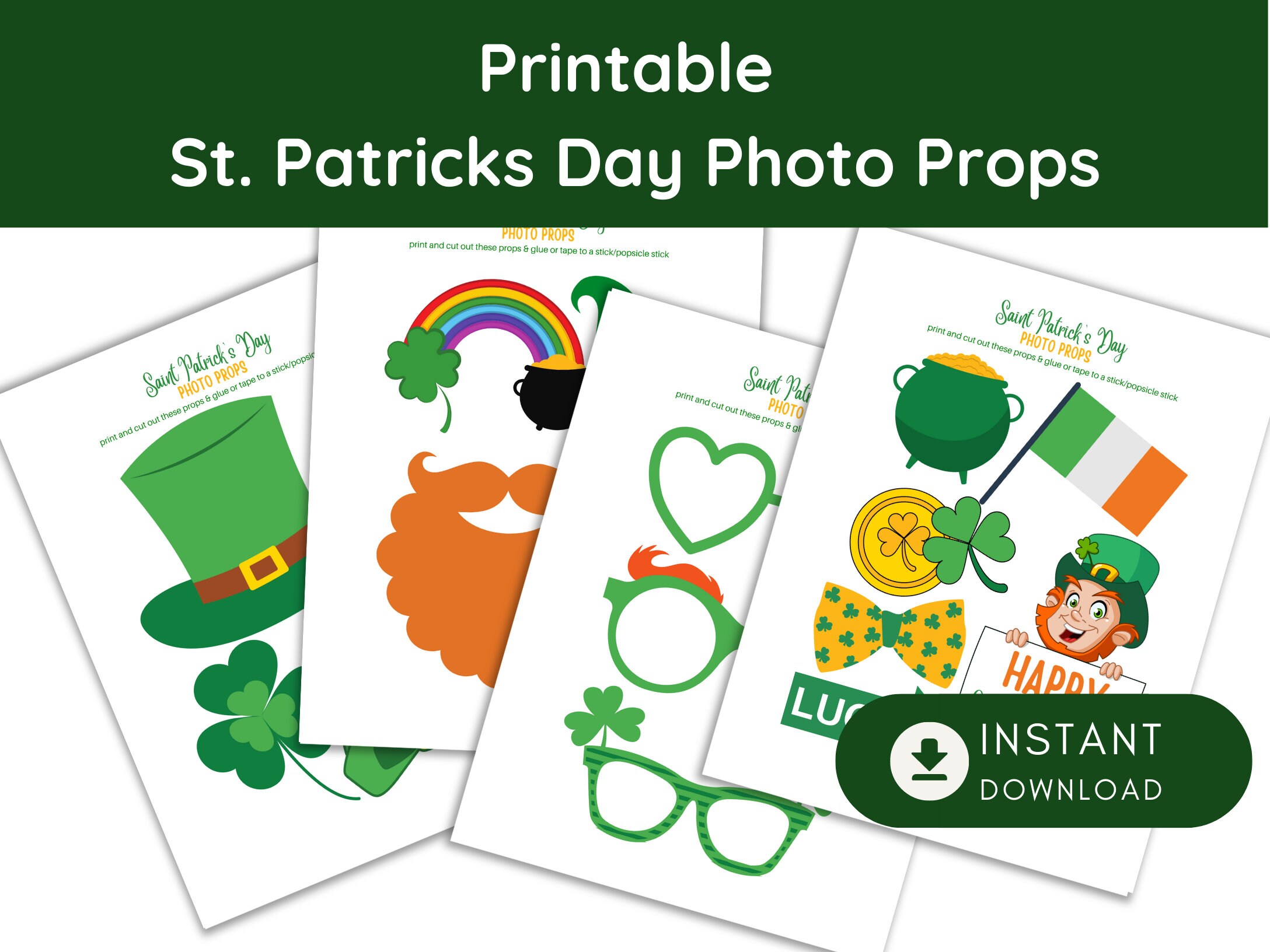 St. Patrick's Day Photo Props, Printable Photo Booth Props, Holiday Props, St. Patrick's Party ...