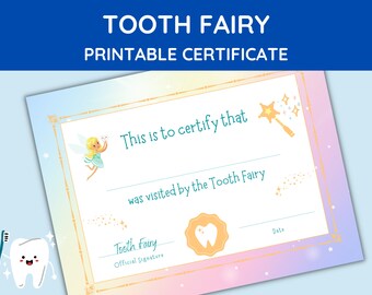 Printable Tooth Fairy Certificate: Lost Tooth Keepsake (PDF Download 8.5x11in