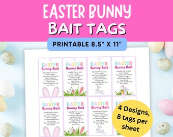Easter Bunny Bait Tags, Printable Tradition, Pastel Designs (Digital Download)