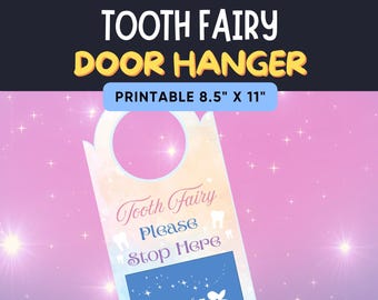 Printable Tooth Fairy Door Hanger with Blue Pouch | Tooth Holder, Door Hanger File, Tooth Fairy Drop-Off System | Instant Download