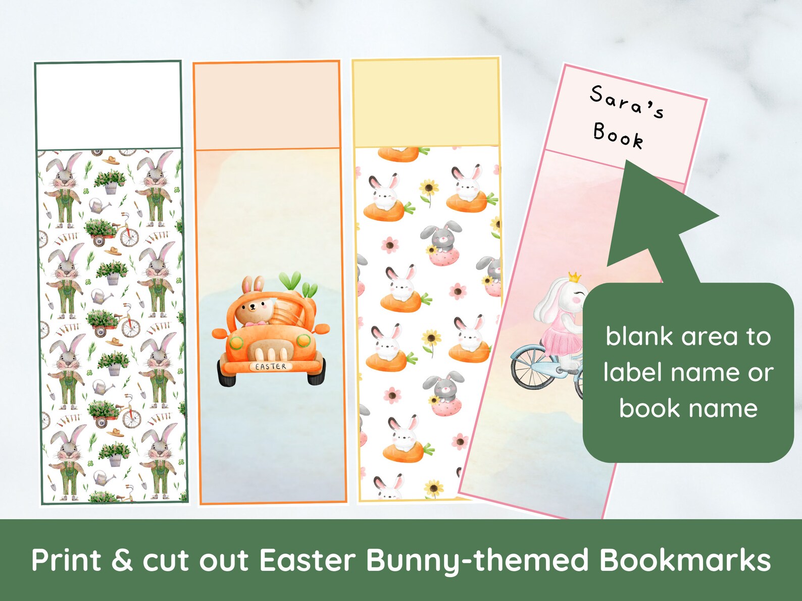 Kids Easter Bunny Bookmarks: Printable Classroom Reading (digital ...