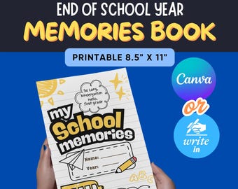School Year Memory Book: Printable Fill-In, Canva Editable (PDF)
