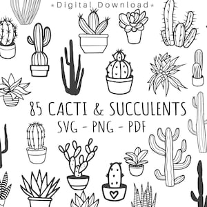 85 Cactus mignons et succulents SVG MEGA BUNDLE | Ensemble de plantes du désert | couper des fichiers pour cricut | Fichiers vectoriels de cactus