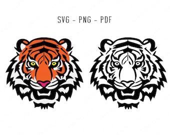 Angry Tiger Face Vector: Zoo Animal SVG, PNG, PDF