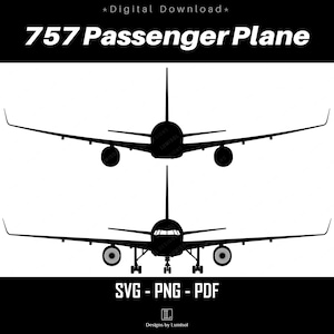 Arquivos vetoriais SVG do Boeing 757 | Avião de passageiros | Fundo transparente | Clipart de aviação | Download instantâneo