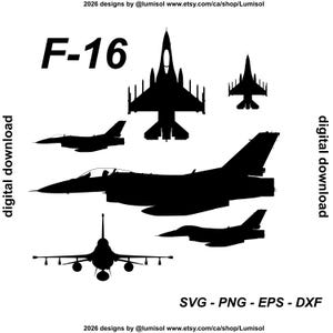 F-16 Fighting Falcon SVG | Military Aircraft Vectors | Aviation Clipart | Instant Download