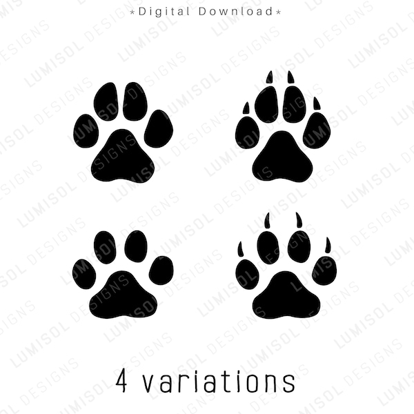 Wolf Paw Print SVG, Tiger Paw PNG, Cut file Digital Download