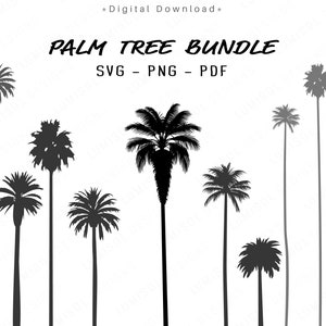 Realistic Palm Tree Svg Bundle | Palm tree Silhouettes Png | Tropical Tree clipart | instant download