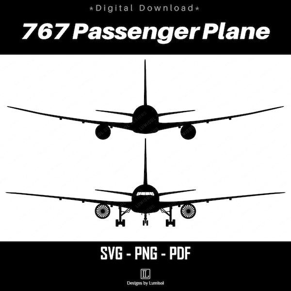 Airplane svg | Boeing 767 vector files | Passenger Airliner png Transparent background | Aviation clipart | Instant Download