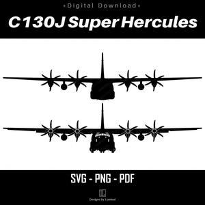 C-130J Super Hercule SVG | Vecteurs d'avions militaires | Clipart aviation | Téléchargement instantané