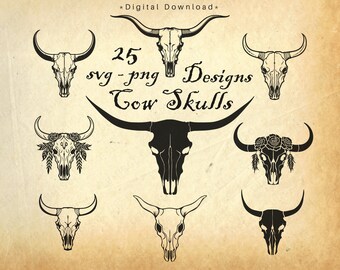 Cow Skull SVG Bundle: Boho Desert Designs (Commercial Use)