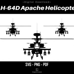 AH-64D Apache Attack Helicopter SVG | Military Helicopter vector files | Commercial Use | Instant Download