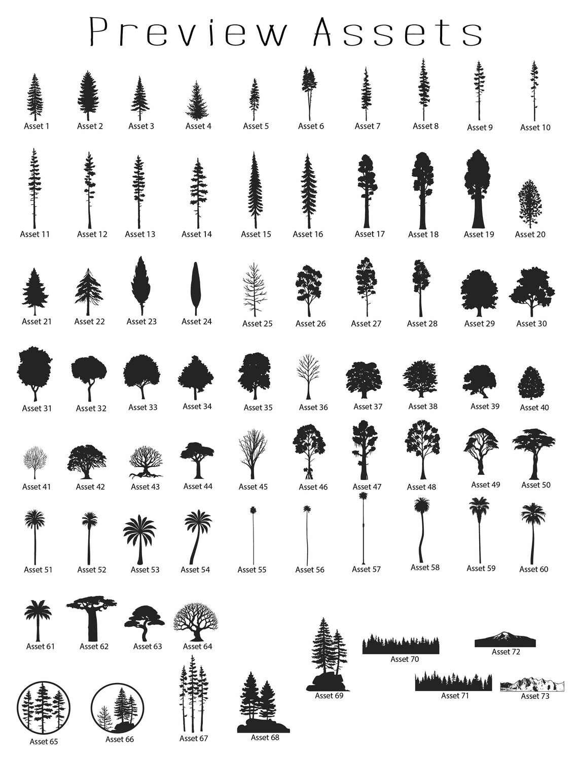 70 TREES SVG Bundle Wide Selection of Trees Clipart Png Etsy
