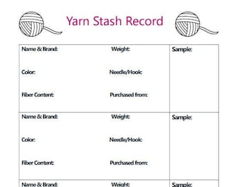 Yarn Stash Tracker Printable | Crochet & Knitting Yarn Inventory | Organizer | Digital Download PDF