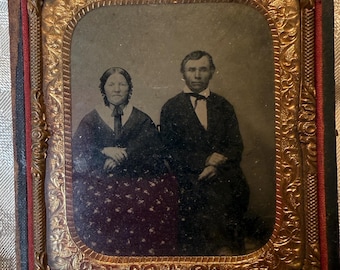 Antique Dickensian Victorian Couple Daguerreotype