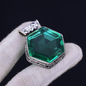 Green Apatite 925 Sterling Silver Pendant - Handmade Bohemian Necklace