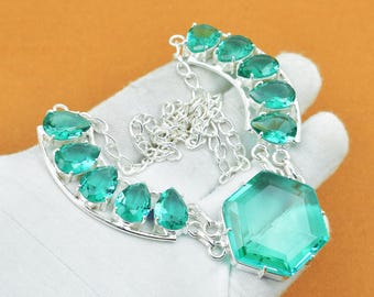Collana con pietra preziosa di apatite verde: gioielli in argento sterling boho