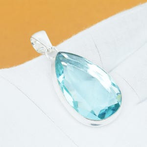 Aquamarine Gemstone Pendant 925 Sterling Silver Pendant Bohemian Jewelry Women Necklace Solid Silver Unique Pendant Birthday Gift For Her