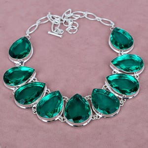 Green Apatite Gemstone Necklace: Handmade 925 Sterling Silver, Bohemian Style