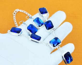 Conjunto de collar y pendientes de tanzanita en plata de ley 925: joyería nupcial bohemia