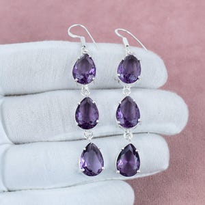 Faceted Amethyst Gemstone Earring 925 Sterling Silver Earring Women Jewelry Earring Bohemian Jewelry Gift For Her Drop Dangle Earring