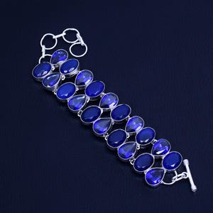 Blauer Saphir Tansanit Armband: Sterling Silber Boho Schmuck