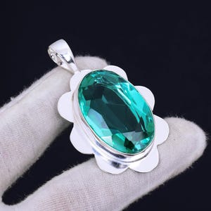 Green Apatite 925 Sterling Silver Pendant - Bohemian Necklace