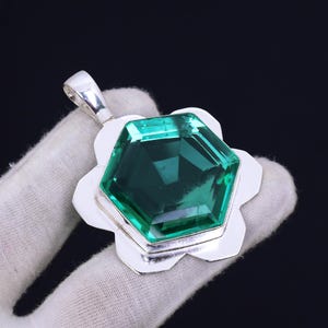 Handmade Green Apatite Sterling Silver Pendant: Bohemian Star Necklace