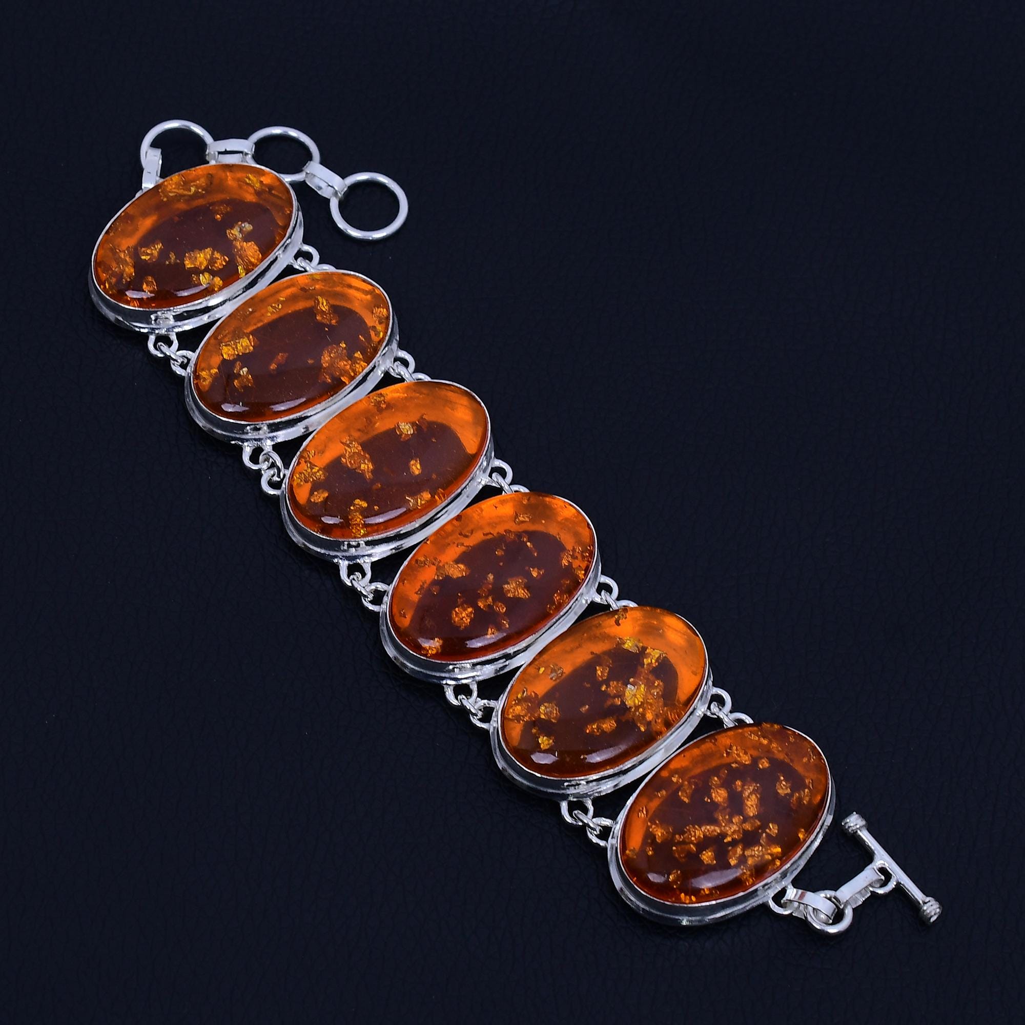 Baltic Amber Bracelet | 925 Sterling Silver Bracelet | Gemstone Handmade Bracelet | 925 Stamped Bracelet | Amber Jewelry Gift For Her
