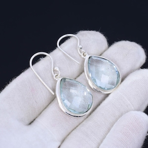 Faceted White Topaz Earring 925 Sterling Silver Earring White Topaz Gemstone Women Silver Jewelry Earring Bohemian Jewelry Gift For Mother