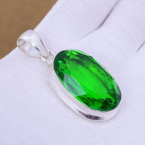 Green Tourmaline Sterling Silver Pendant: Handmade Bohemian Necklace