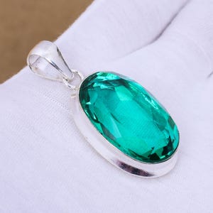Green Apatite Sterling Silver Pendant: Handmade Bohemian Necklace