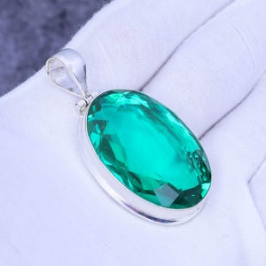 Green Apatite 925 Sterling Silver Pendant - Handmade Bohemian Necklace