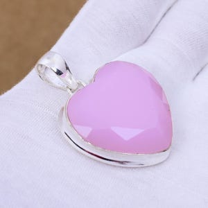 Handmade Rose Quartz Heart Pendant: 925 Sterling Silver Necklace