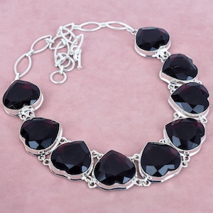 Mozambican Garnet Gemstone Necklace 925 Sterling Silver Necklace Women Necklace Bohemian Jewelry Bridal Necklace 925 Stamped Jewelry