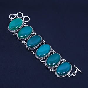 Natural Green Onyx Bracelet 925 Sterling Silver Bracelet Gemstone Bracelet Women Bracelet Bohemian Jewelry Bridal Jewelry