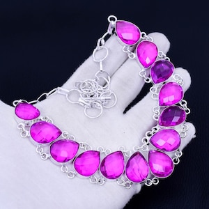 Pink Rubellite Gemstone Necklace | 925 Sterling Silver Necklace | Women Necklace | Handmade Jewelry | Bohemian Necklace | Rubellite Jewelry
