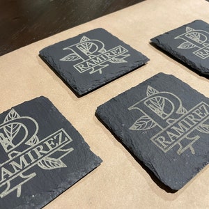 Personalized Family Coasters, Anniversary gift, Wedding Coasters, Couples coasters, Slate Coasters- DeeterDesigns
